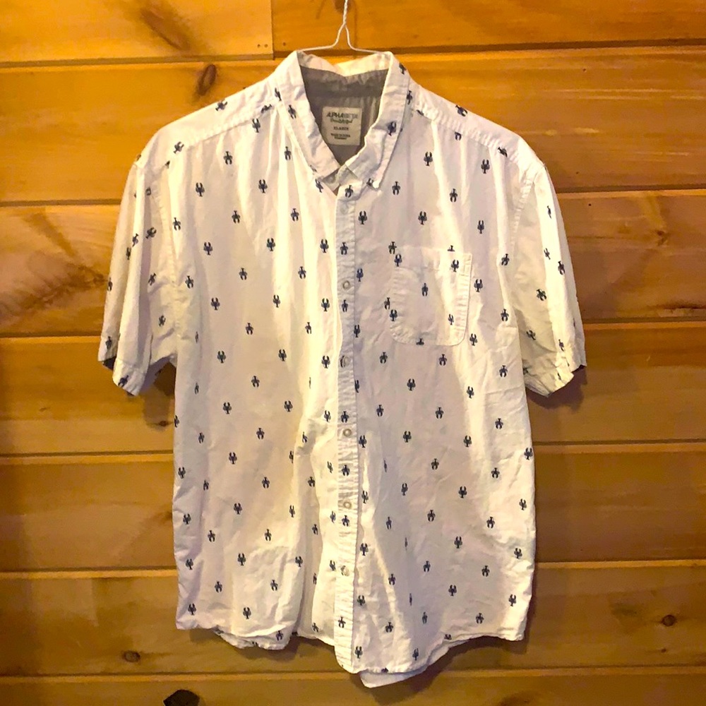 AlphaBeta Lobster Print Button Up
